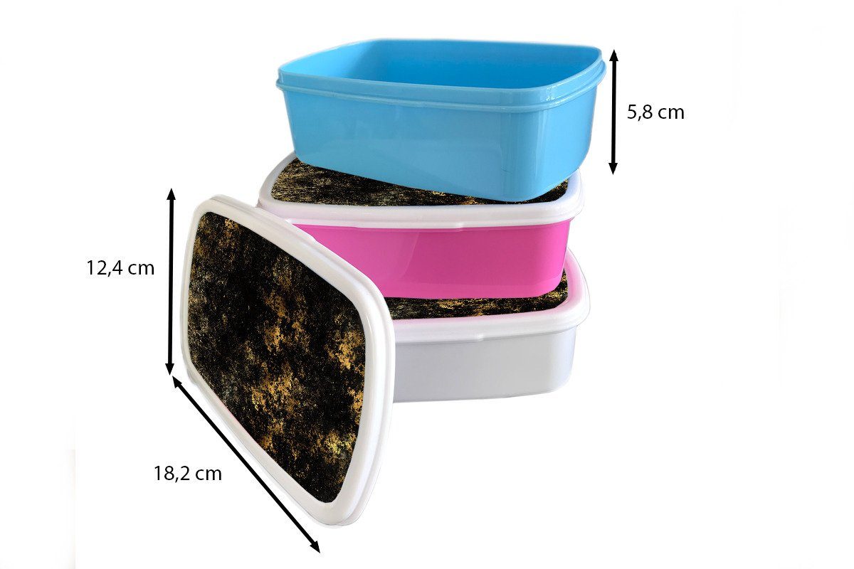 Schwarz - Gold Lunchbox Brotdose MuchoWow rosa Erwachsene, - Kunststoff, Kunststoff (2-tlg), für Mädchen, Brotbox Abstrakt, Kinder, Snackbox,