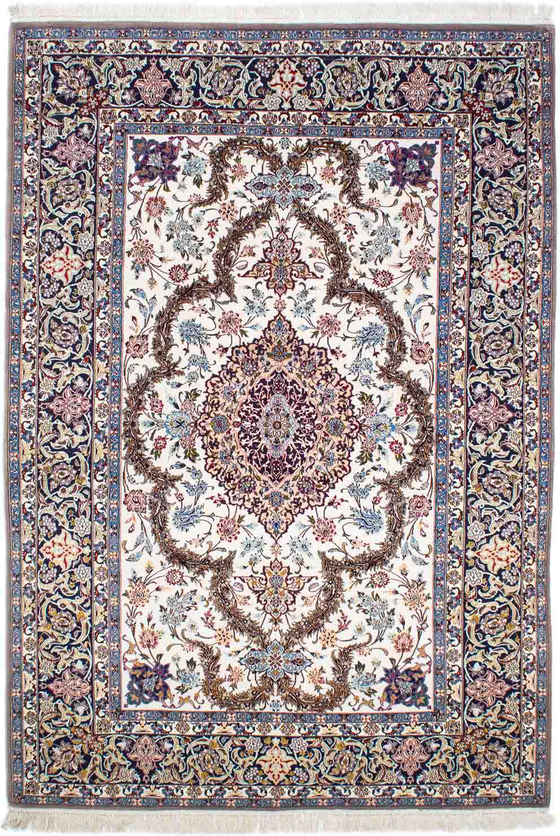 Isfahan 233 Höhe: Orientteppich mm, Perser Wohnzimmer, Zertifikat morgenland, - 160 x Handgeknüpft, Einzelstück - cm beige, - mit - Premium 6 rechteckig,