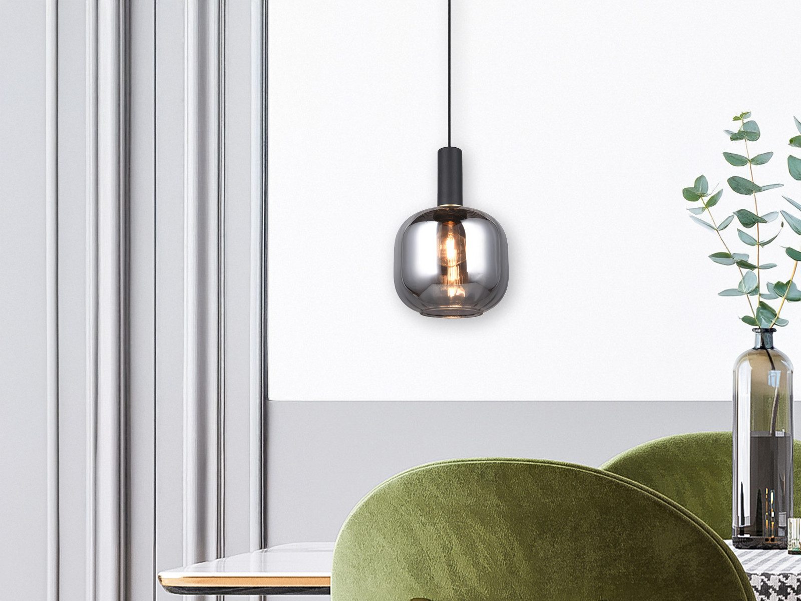 TRIO Leuchten LED Pendelleuchte, Dimmfunktion, LED wechselbar, warmweiß, Klein-e Lampenschirm Glas einflammig hängend Esstisch Couchtisch Ø20cm