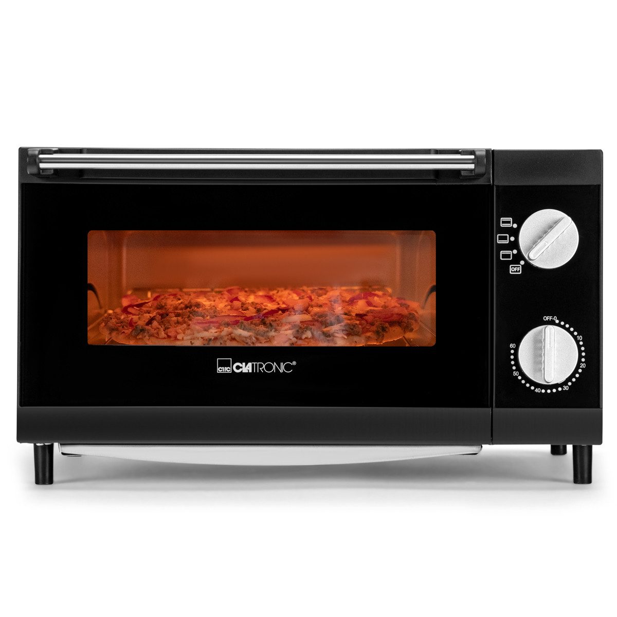 CLATRONIC Minibackofen MPO 3520, Pizzaofen zum Grillen & Aufbacken mit 12L Backraum