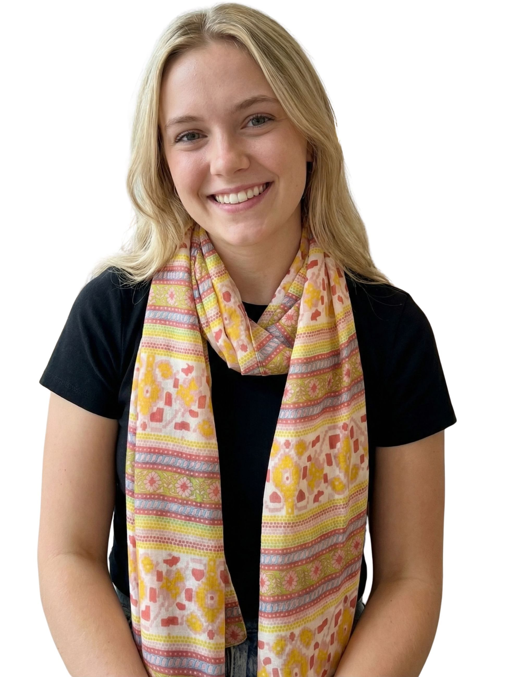 Sunsa Halstuch Damen Schal Tuch. Baumwolle Halstuch. Scarf mit Blumen Aufdruck, Blumen & Abstract Aufdruck