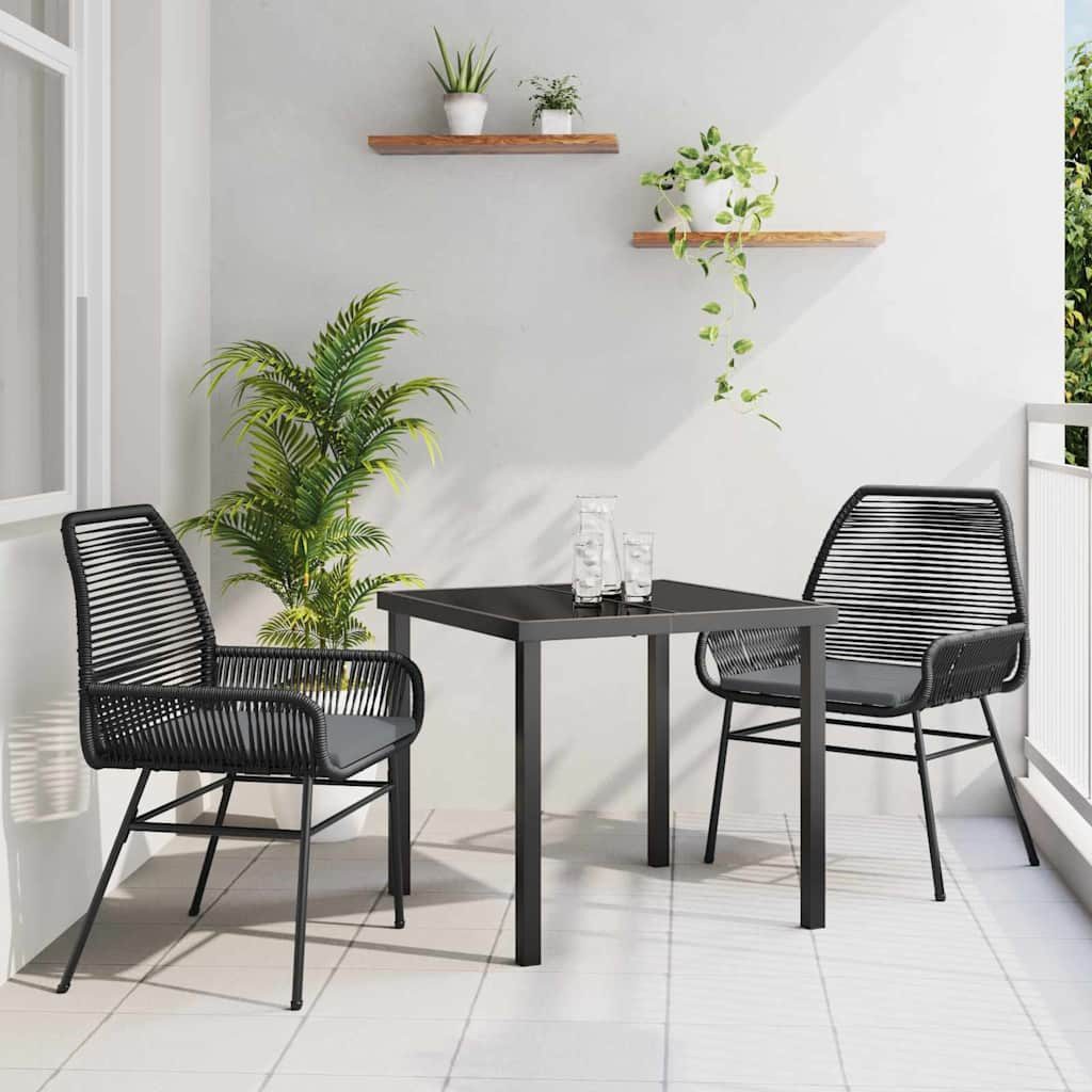 Garten-Essgruppe Poly Rattan Garten Esszimmer Set 140x80x73 cm Schwarz