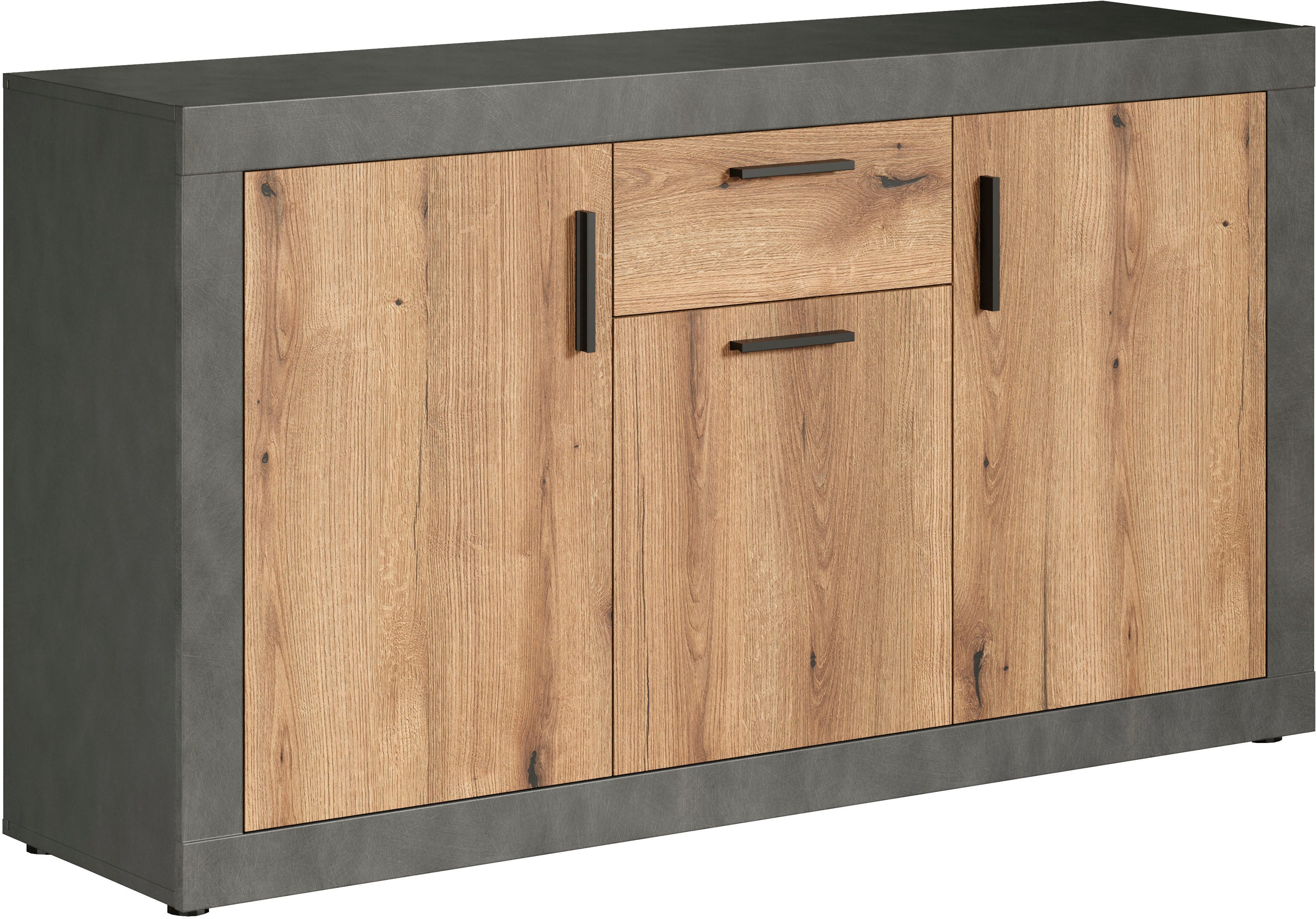 Home affaire Sideboard Bergen (Packung, 1 St), Sideboard mit 3 Türen & 1 Schublade - (B/T/H) 149/40/83 cm
