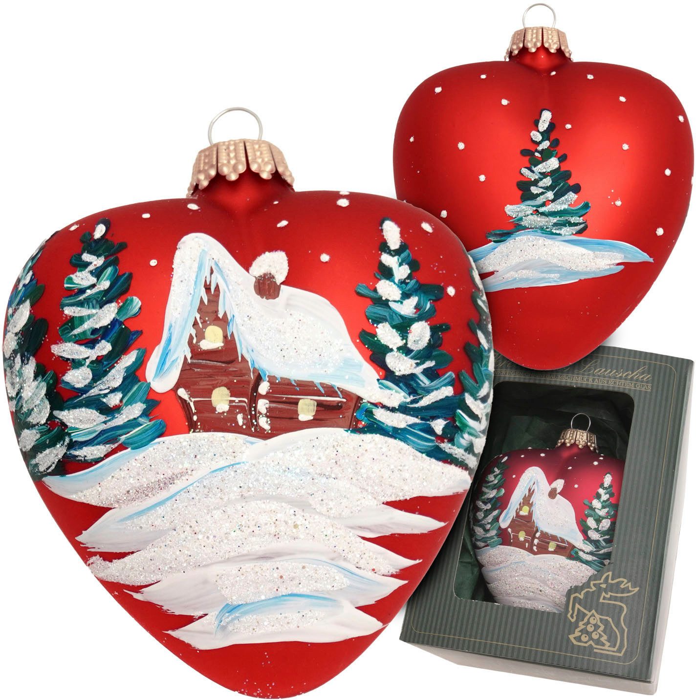 Krebs Glas Lauscha Christbaumschmuck Herz mit günstig online kaufen