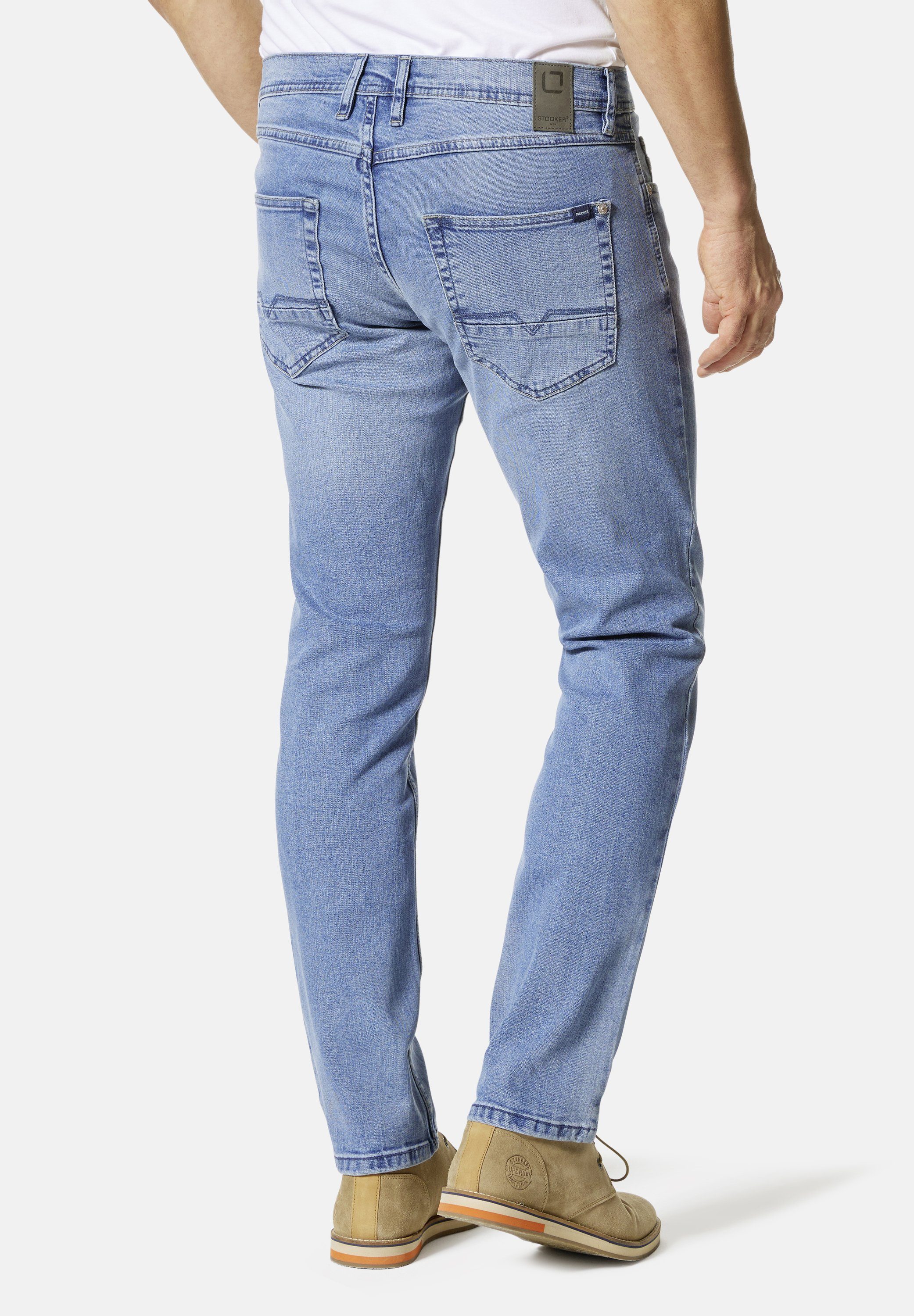 Stooker Men 5-Pocket-Jeans Glendale Denim Straight used skyblue Slim Fit