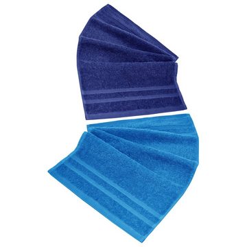 Lashuma Handtuch Set London, Frottee, (Set, 8-tlg), Blaue Baumwollhandtücher im Handtuchset