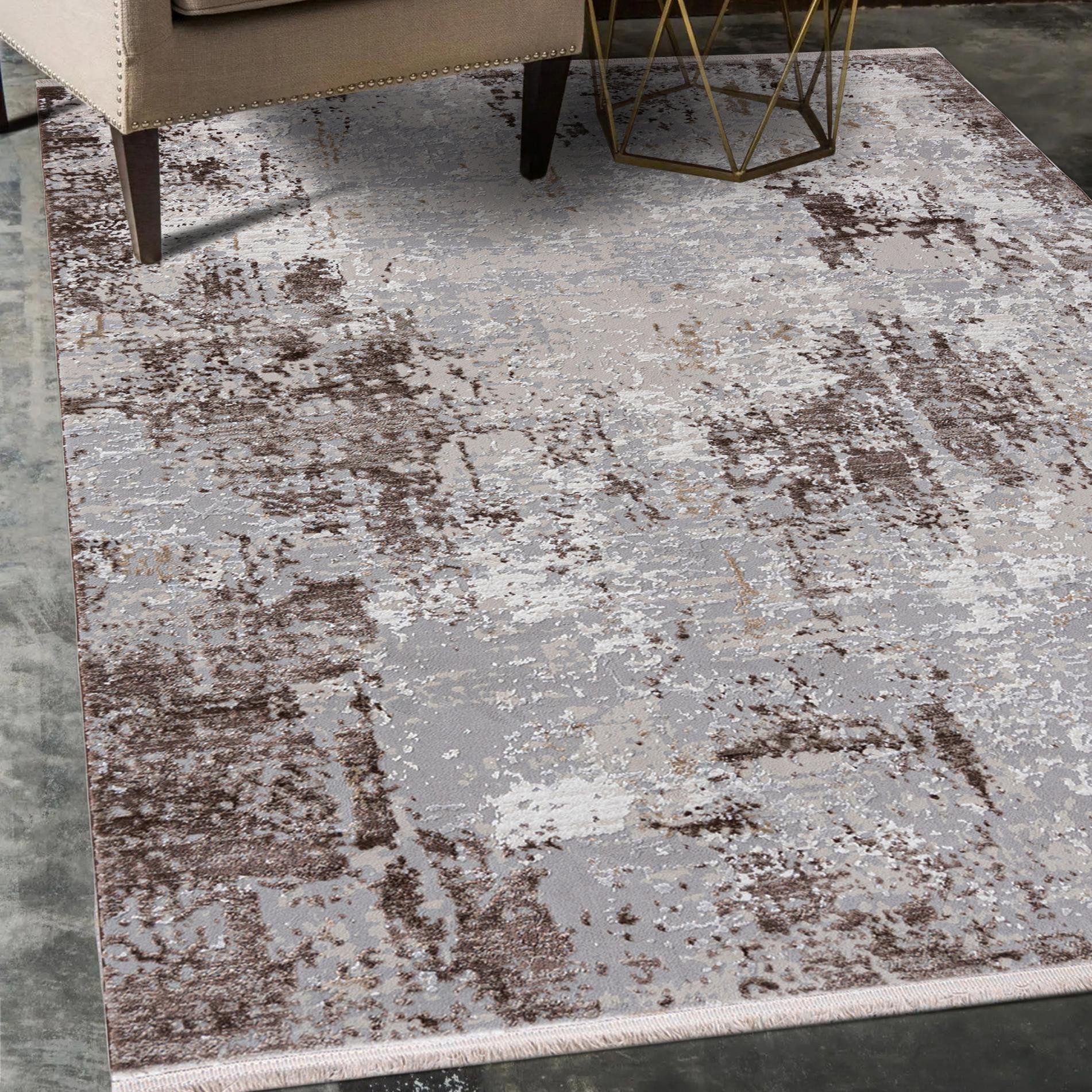 Mazovia Designteppich Modern Abstrakt Beige Anthrazit Wohnzimmer, Schlafzimmer, Esszimmer, Fußbodenheizung – Bild 2 von 5