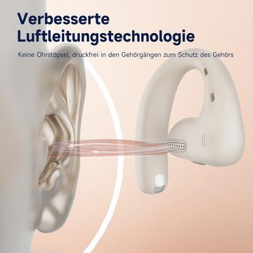 OpenRock Bluetooth 5.2, Air Conduction Kabellose mit bügel 46-Std-Spielzeit Open-Ear-Kopfhörer (Innovatives Design mit offener Bauweise für angenehmes Tragen., Tiefer BassENC Call Noise Cancelling,IPX5 Wasserdicht,für Sport,Laufen)