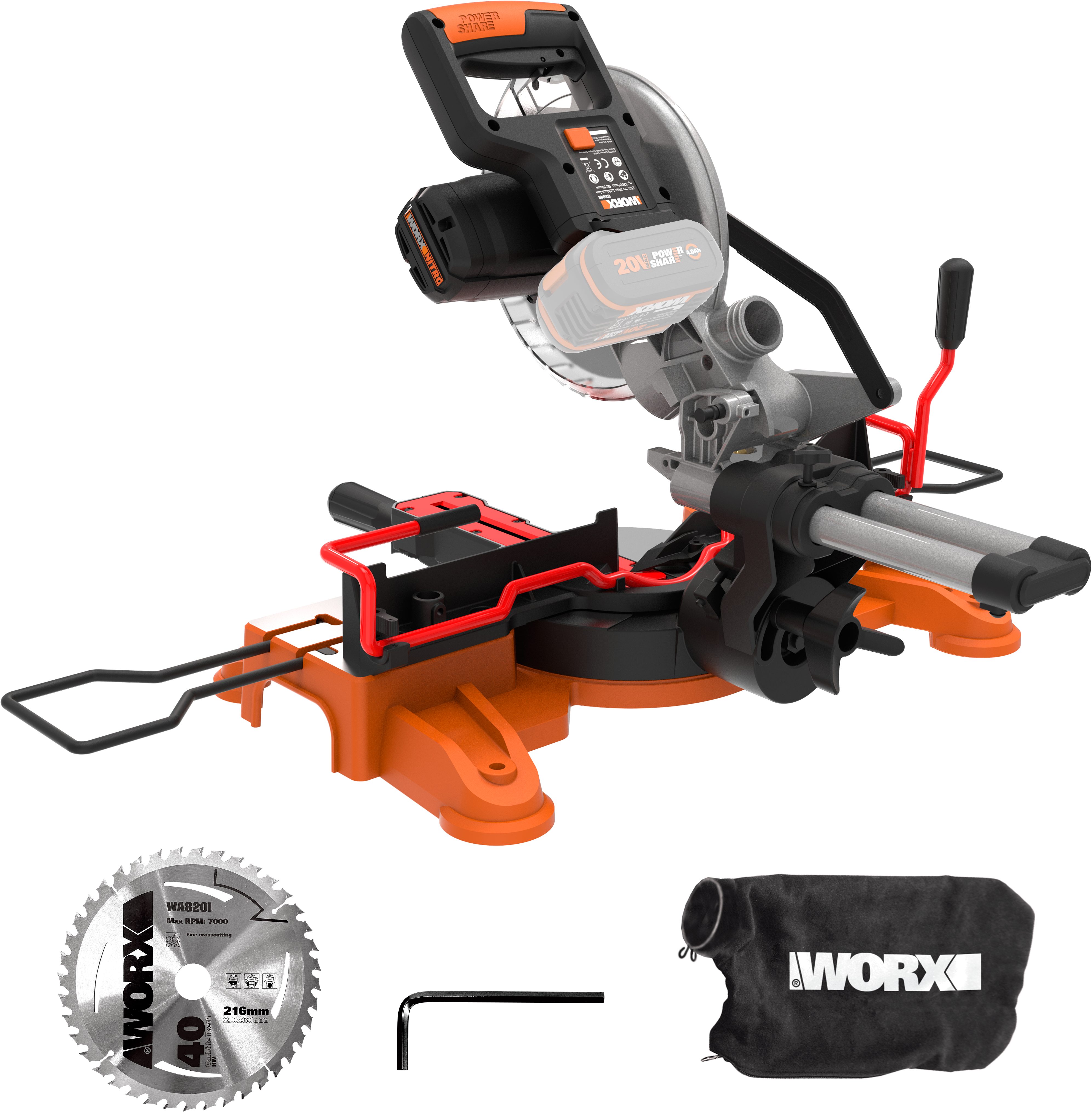 Worx Paneelsäge WX845.9 NITRO, multifunktional, 0-45° Schrägschnitte, ohne Akku & Ladegerät