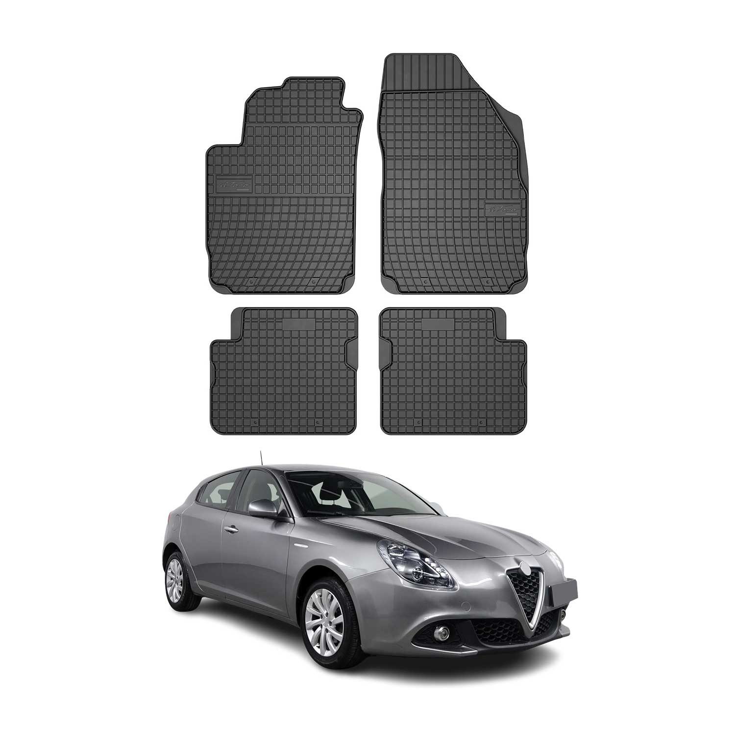OMAC Auto-Fußmatten für Alfa Romeo Giulietta 2010-2020 Gummi Schwarz 4 tlg (4 St), für Alfa Romeo Giulietta 2010-2020 Alfa Romeo Giulietta 2010-2020, Antirutsch,Wasserfest,Einfache Installation