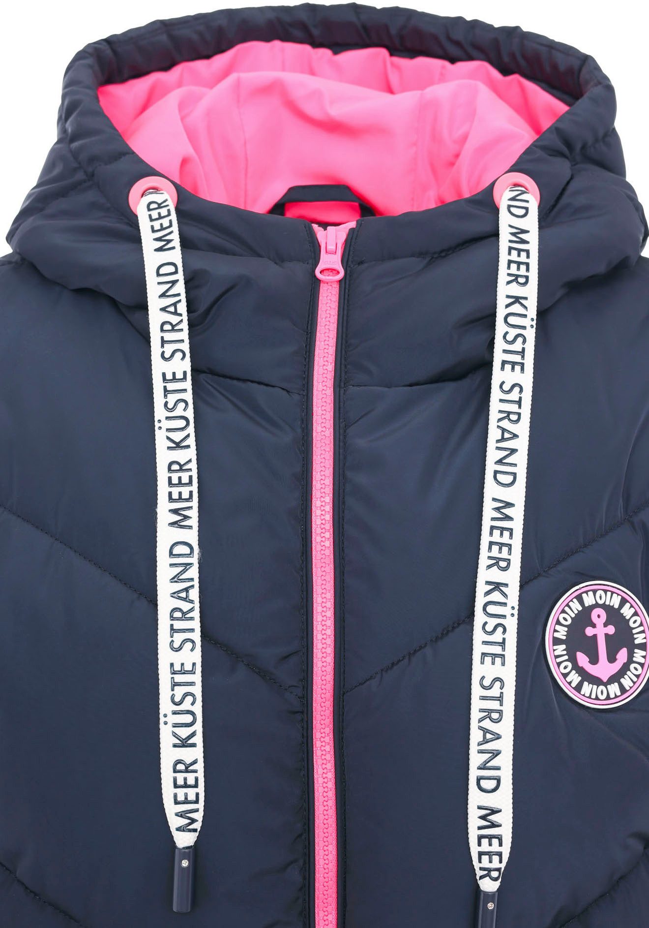 Zwillingsherz Steppweste "Strandglück" Doppel-Zipper, Kontrastdetails, Eingrifftaschen, modisch, knielang