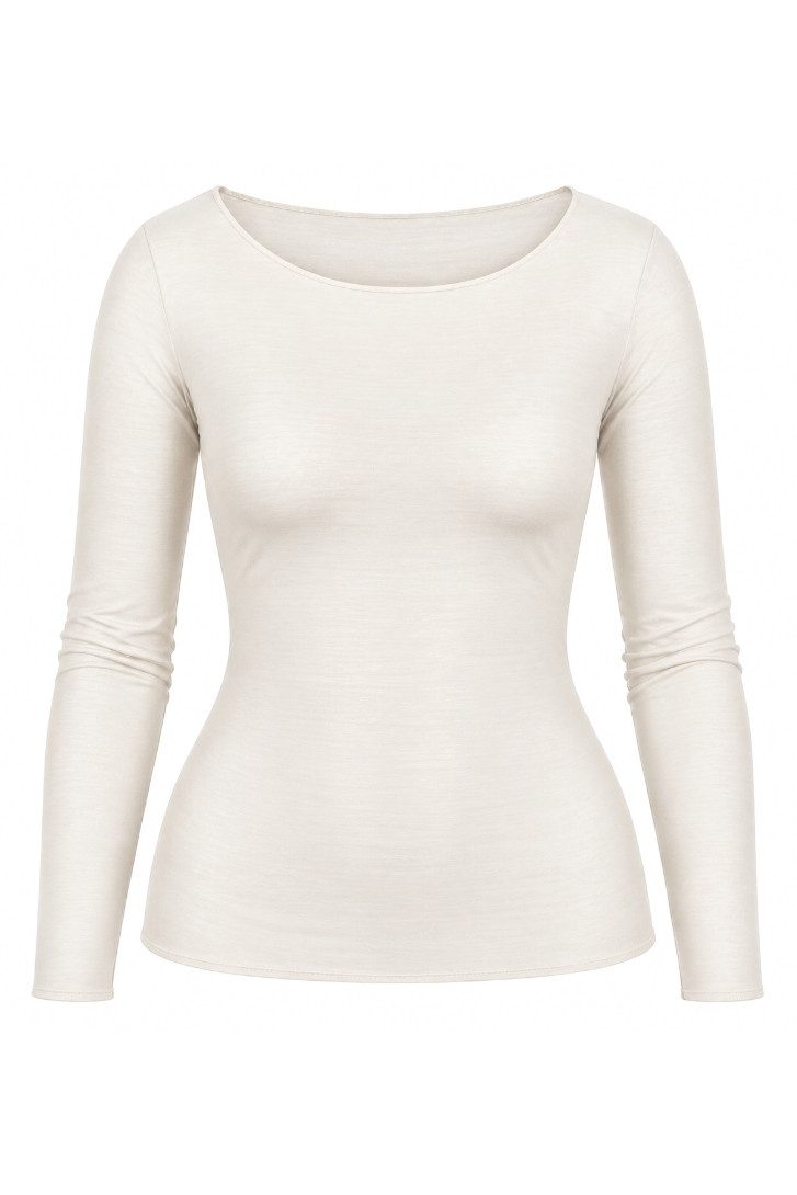 VIDO jewelry & more Rundhalspullover Longsleeve Soft Damen - BELLA - creme, schwarz, schoko