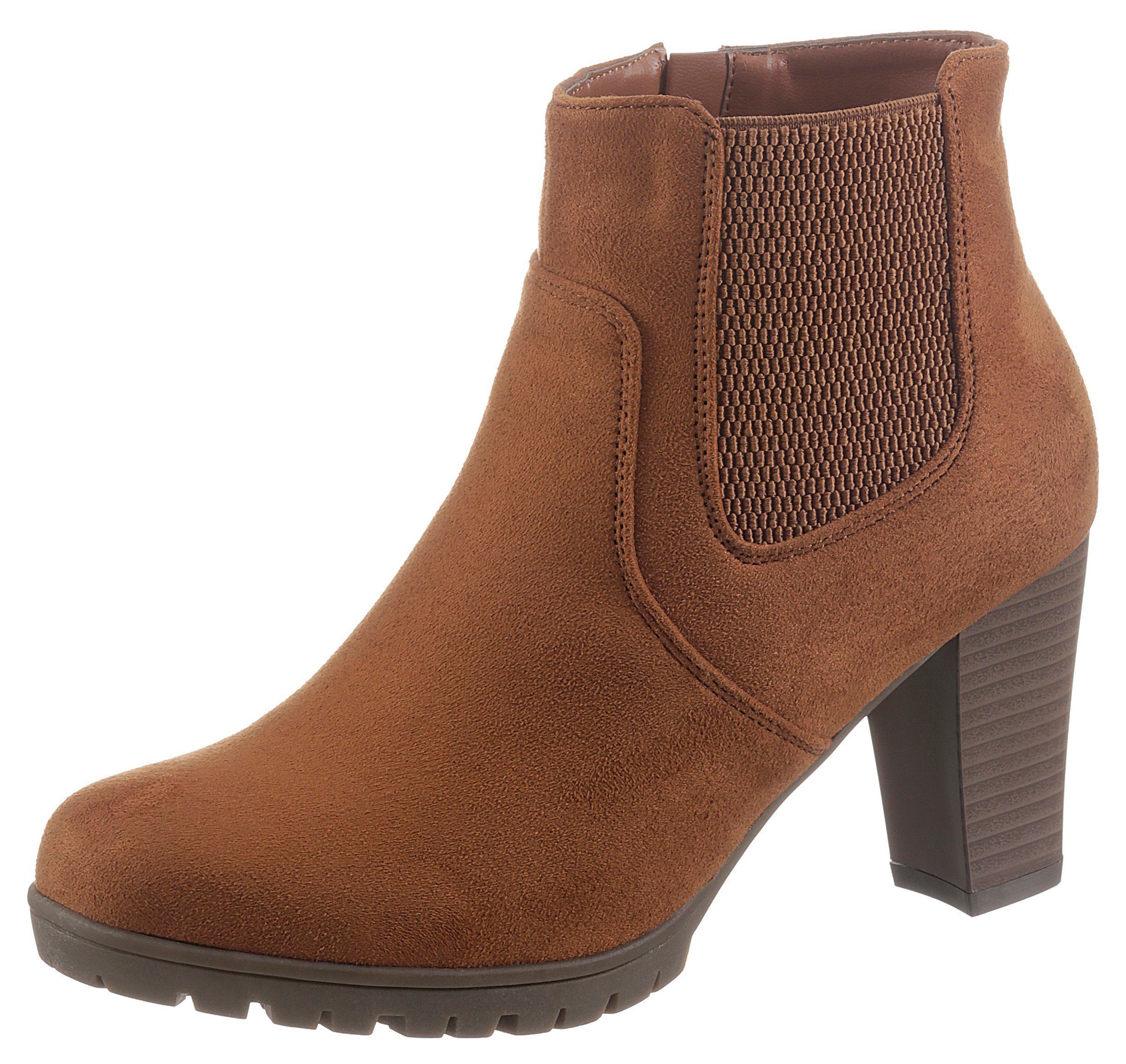 CITY WALK Stiefelette mit Stretcheinsatz cognac seitlichem