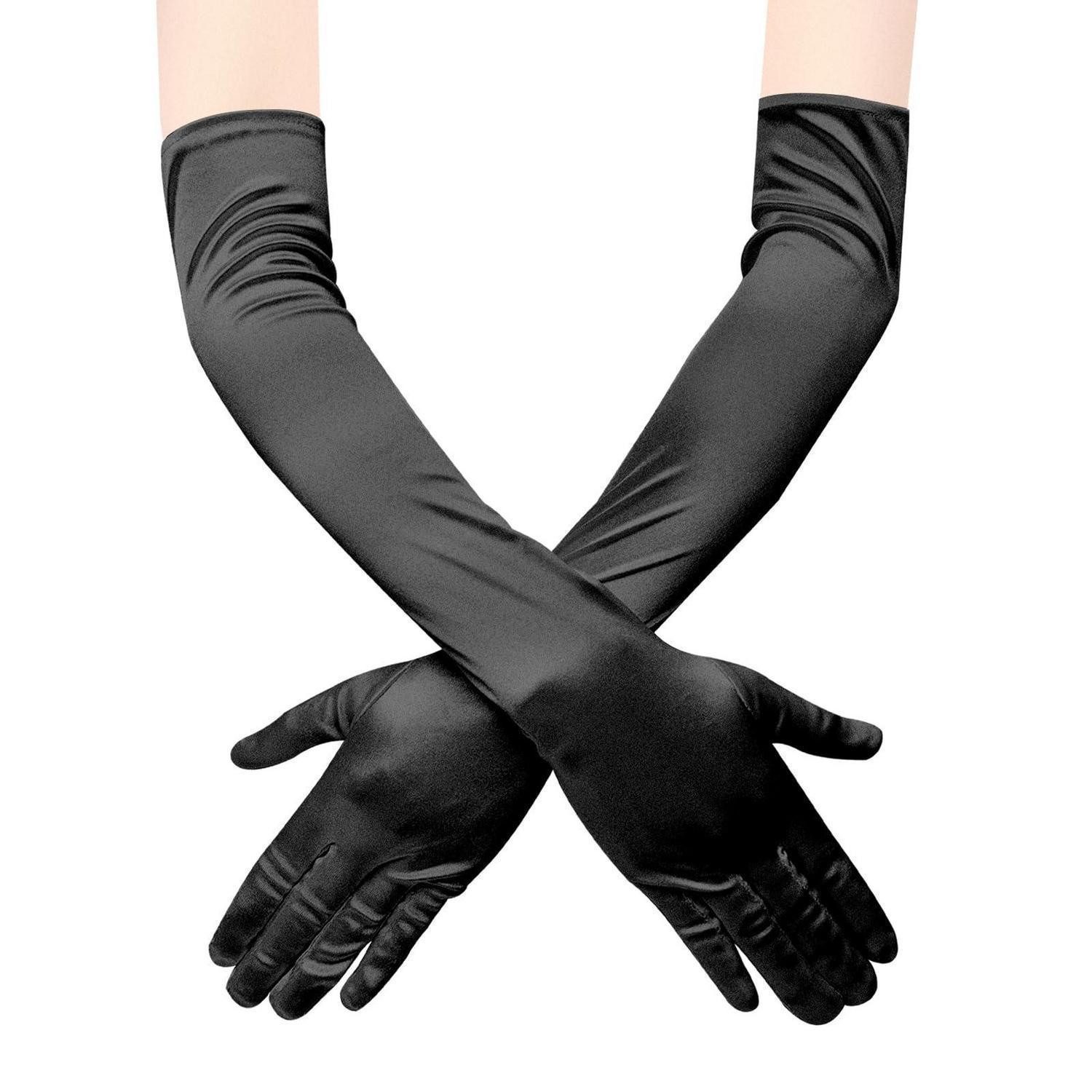 LuxusKollektion Abendhandschuhe Handschuhe Damen Satin Ellenbogen Schwarz Elegant (1-St)