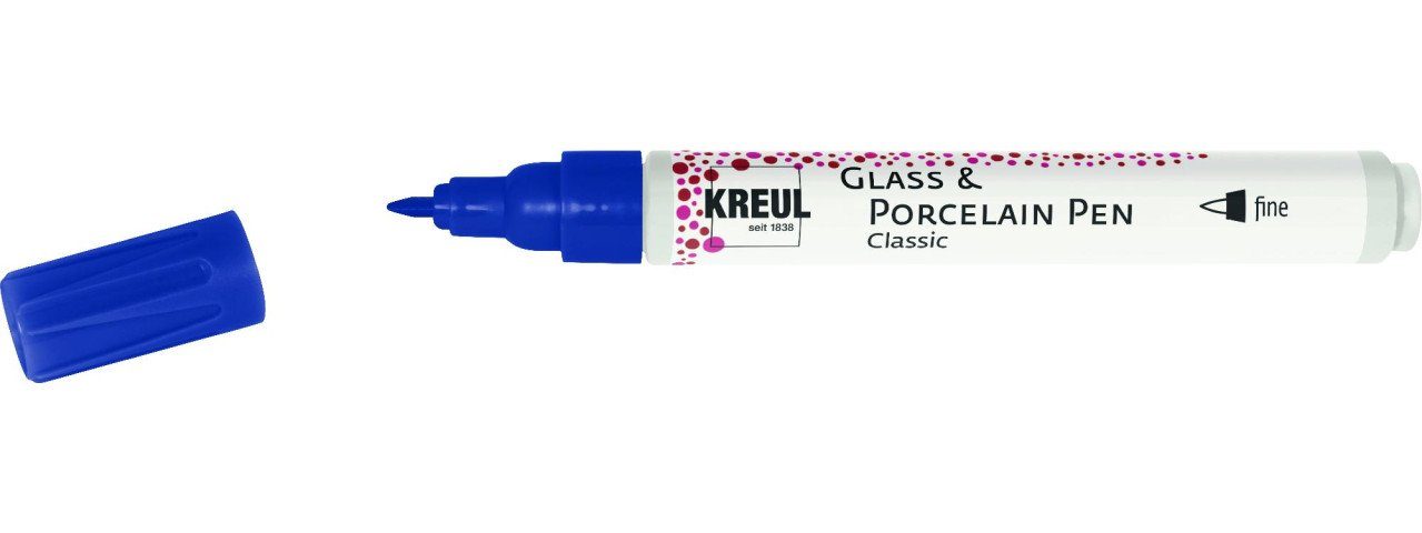 Classic Porcelain royalblau, Kreul Glass & Kreul Künstlerstift 1-2 Pen