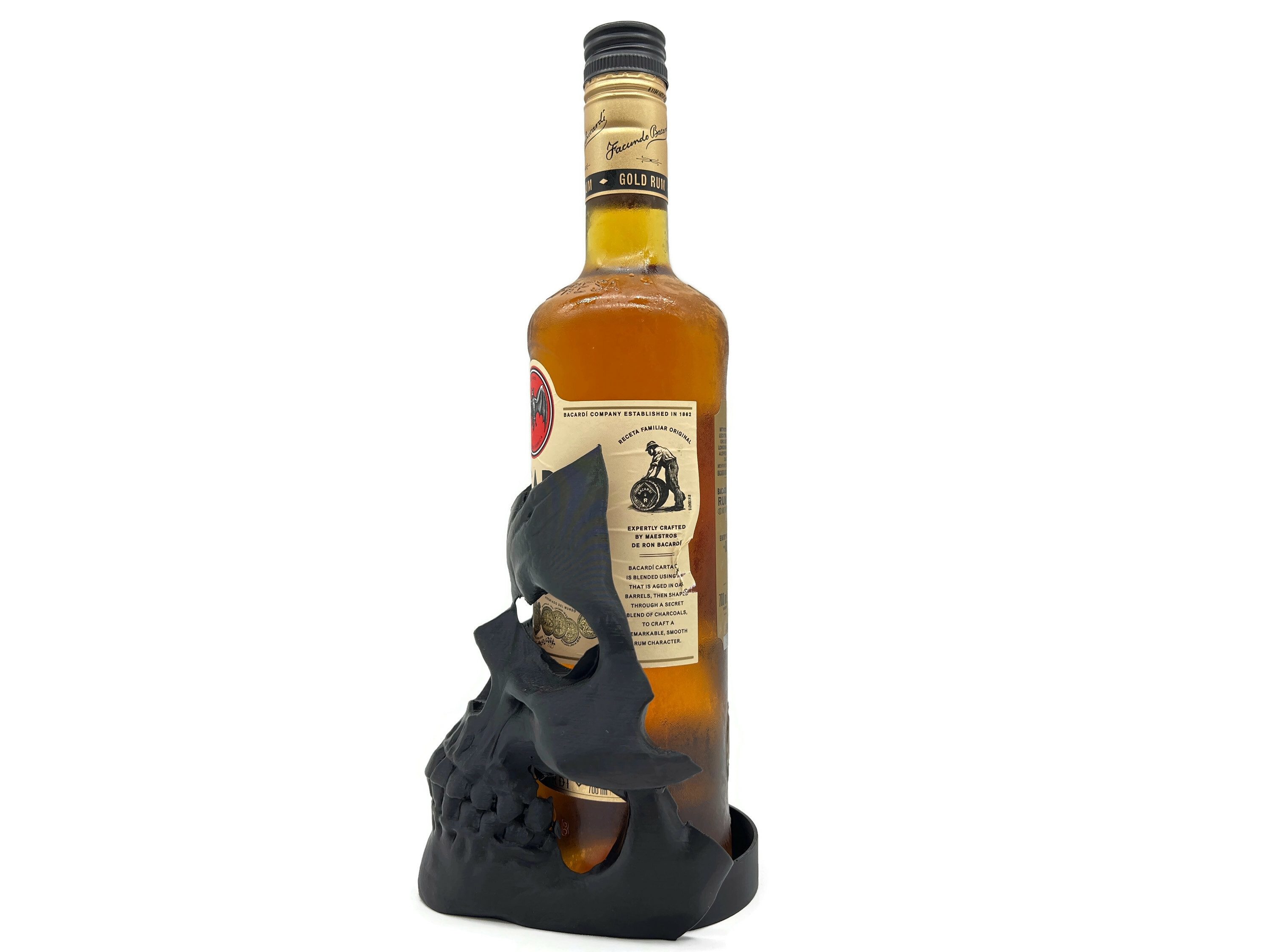 eXODA Weinflaschenhalter Flaschenhalter Totenkopf für Wein, Bier, Rum oder Whisky, (Deko Skulptur)