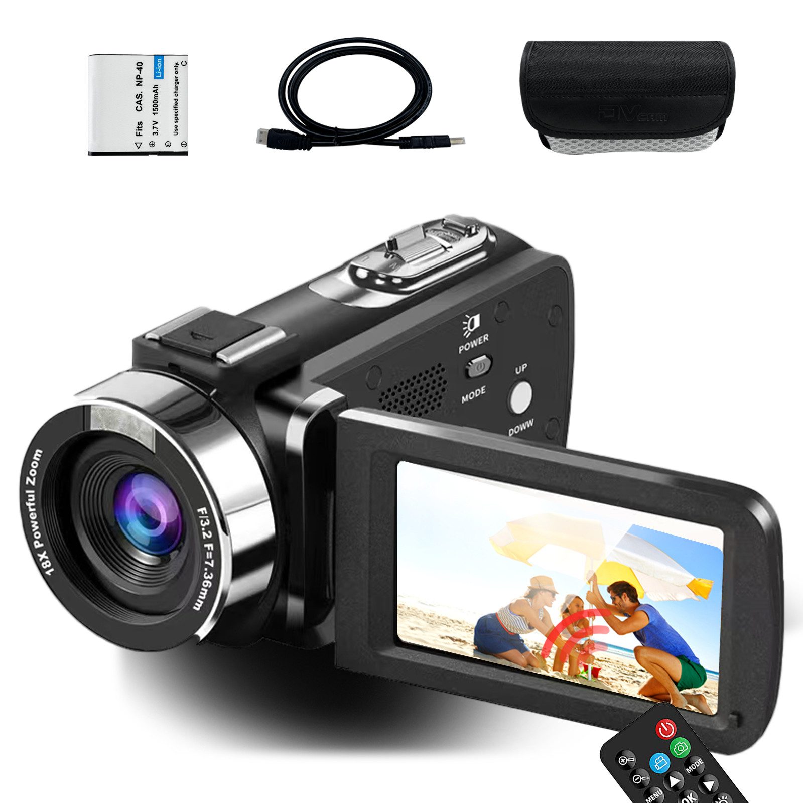 Fine Life Pro HD Camcorder mit 42MP Foto, 3" HD-Display, WiFi-Hotspot, Videokamera (externes Mikrofon & 90 Min. Aufnahmezeit –, Einsteigerfreundliche Videokamera für klare Aufnahmen)