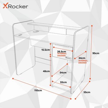 X Rocker Gamingtisch Electra Gaming Schreibtisch mit RGB-Beleuchtung & Wireless Charging