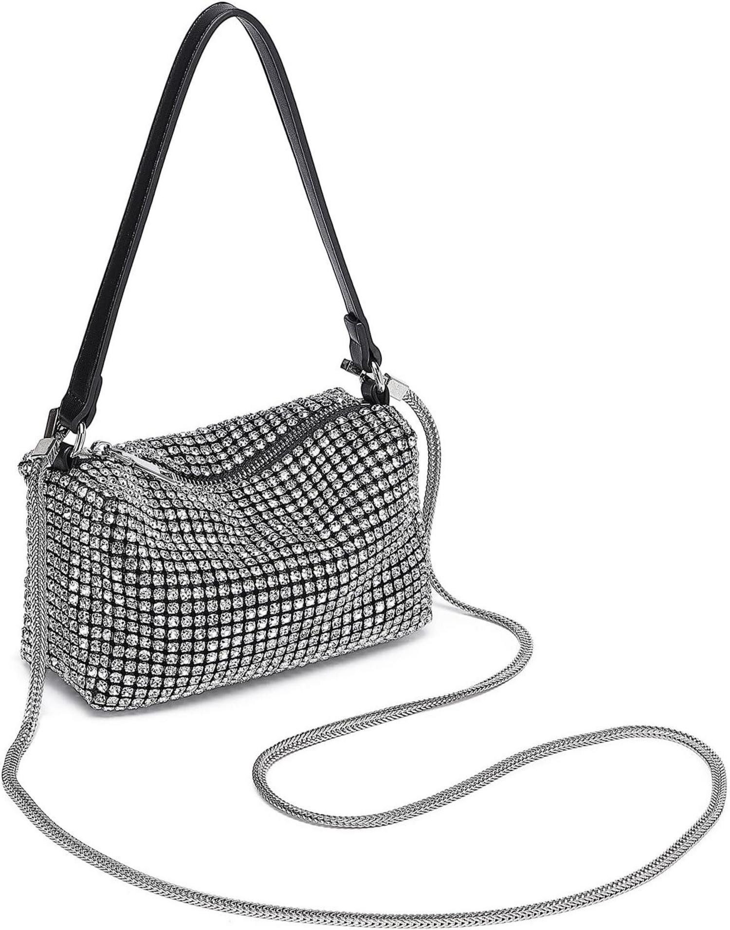 Clutch Glitzer Clutch Damen Kristall Diamant Abendtasche Umhängetasche