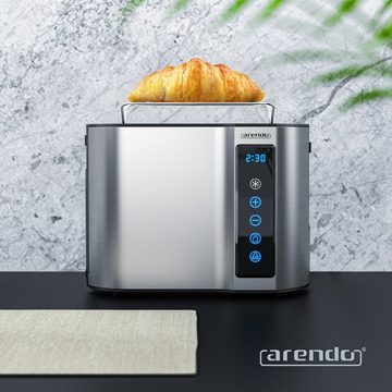 Arendo Toaster, 2 kurze Schlitze, für 2 Scheiben, 800 W, Kurzschlitz, Brötchenaufsatz, Wärmeisoliertes Gehäuse, Display, Touch