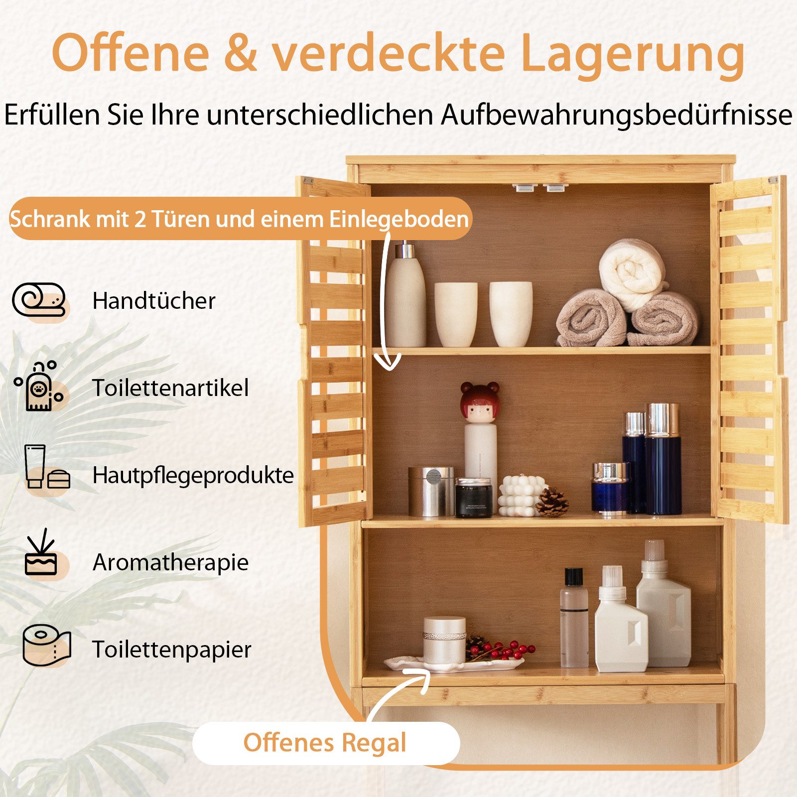KOMFOTTEU Badregal, Toilettenschrank Bambus, platzsparend für günstig online kaufen