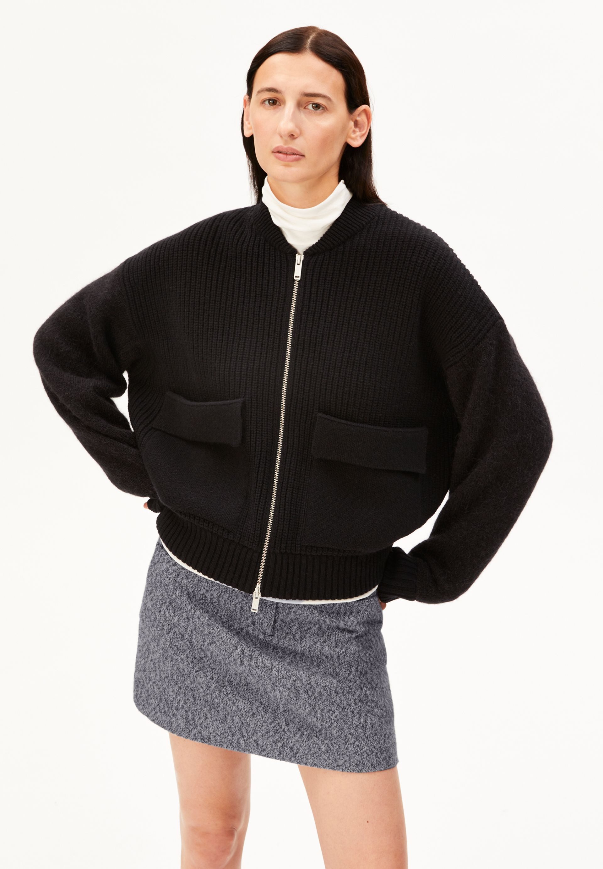 Armedangels Cardigan ALPACA BLEND Strickjacke aus Alpaka-Woll Mix (Blousonkragen, Oversized Fit)