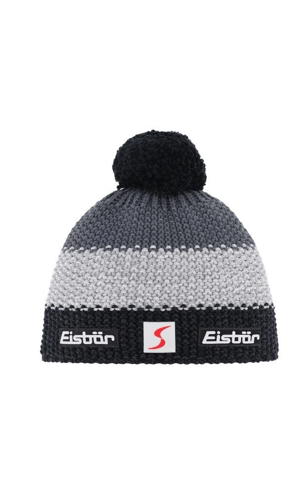 Eisbär Bommelmütze Wintermütze Star SP mit Bommel (Pompon) grau/schwarz Kinder
