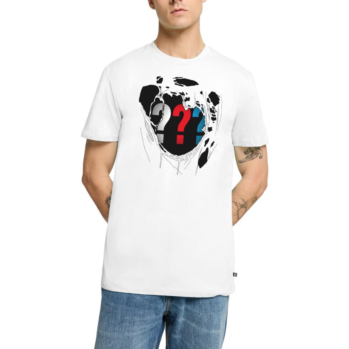 T-Shirt Die Drei Fragezeichen Brust Destroyed Look Männer Premium T-Shirt