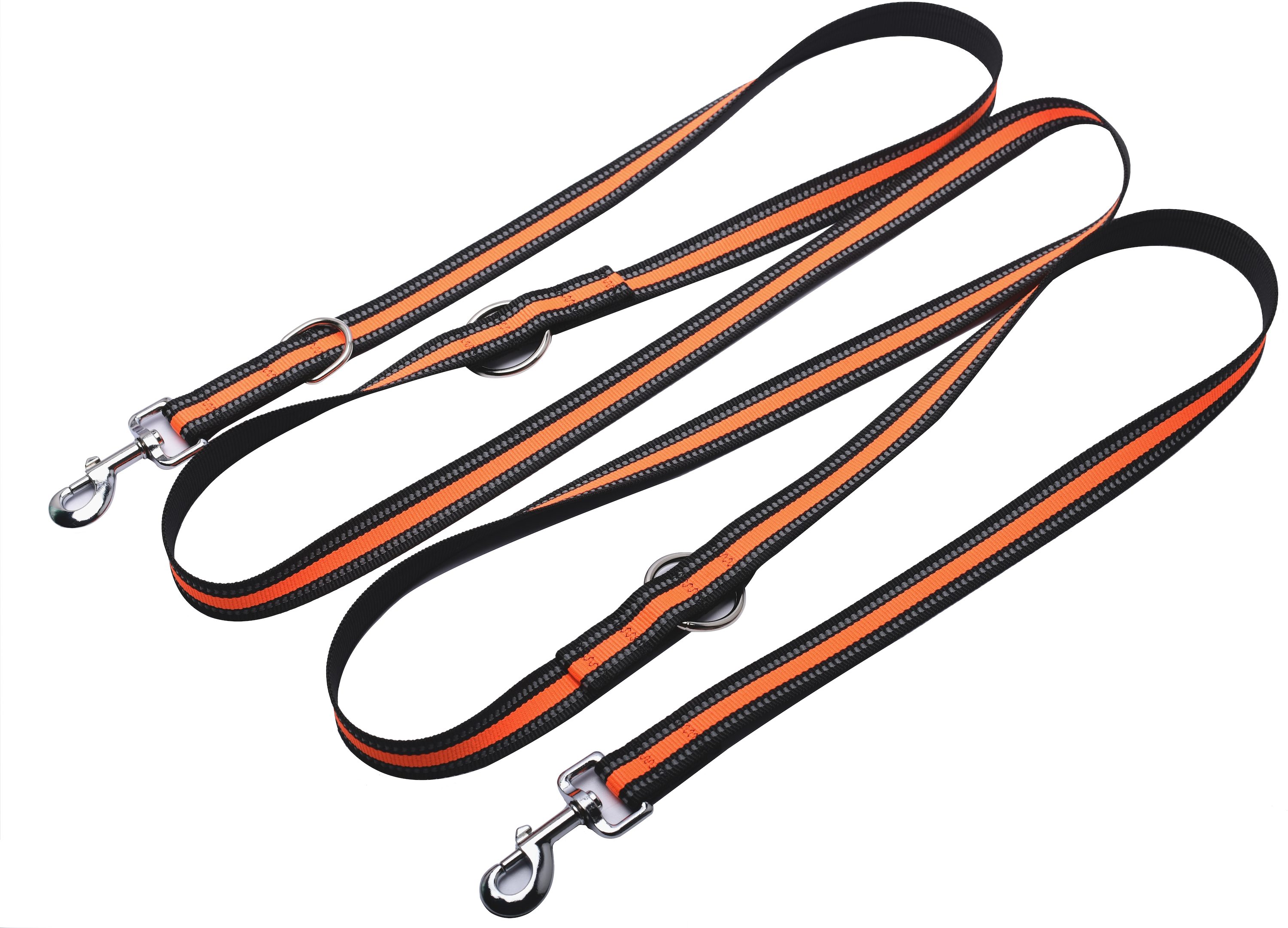 Kongs Hundeleine Doppelleine Reflex aus Nylon mehrfach verstellbar mit Reflektorfaden, (für 15 bis 80kg Hunde), lichtreflektierenden Fäden, Длина: 2,5M, 3M, 3,5M, 4M, 5M, 6M
