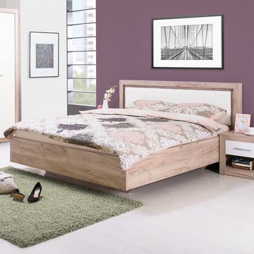 Homestyle4u Holzbett Doppelbett 160x200 cm Lattenrost Kunstleder Weiß