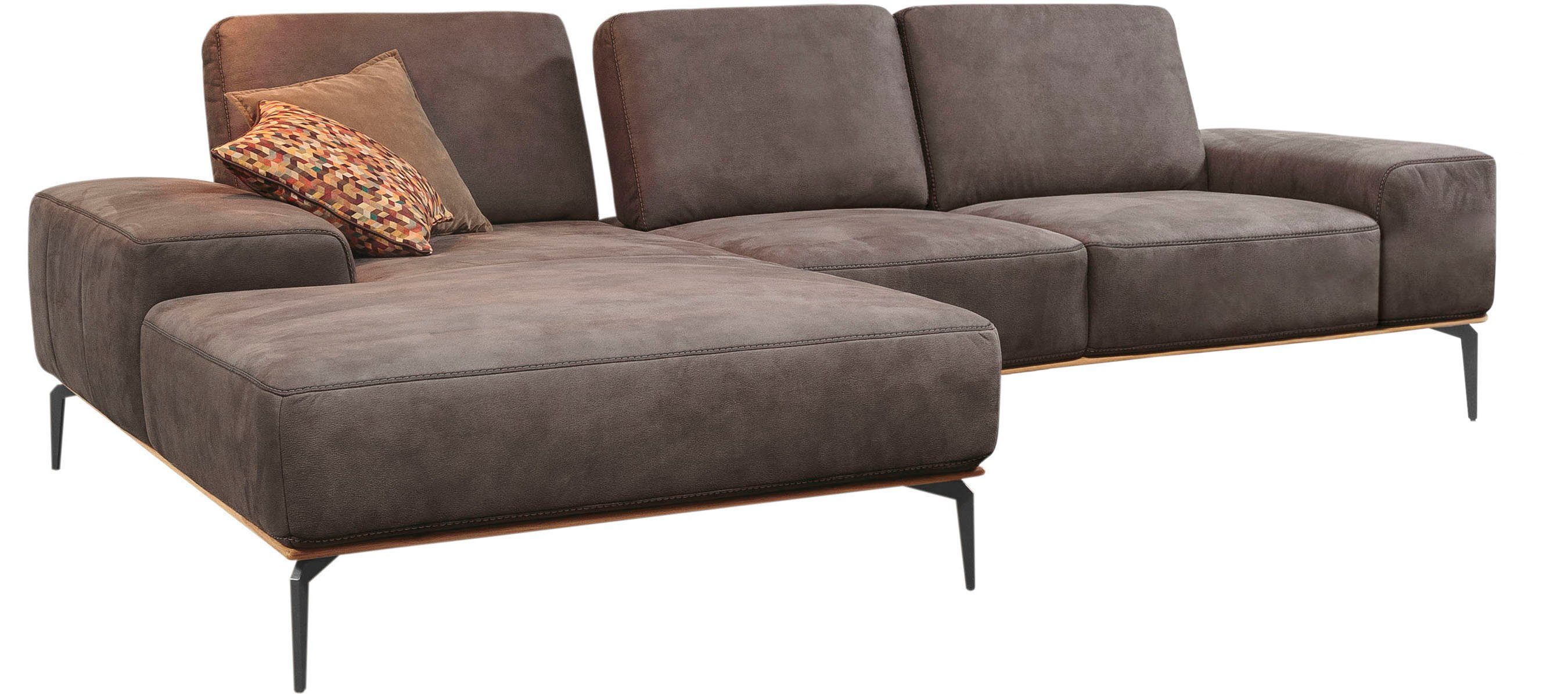 W.SCHILLIG Ecksofa run, mit Holzsockel, Füße in Schwarz pulverbeschichtet, Breite 279 cm