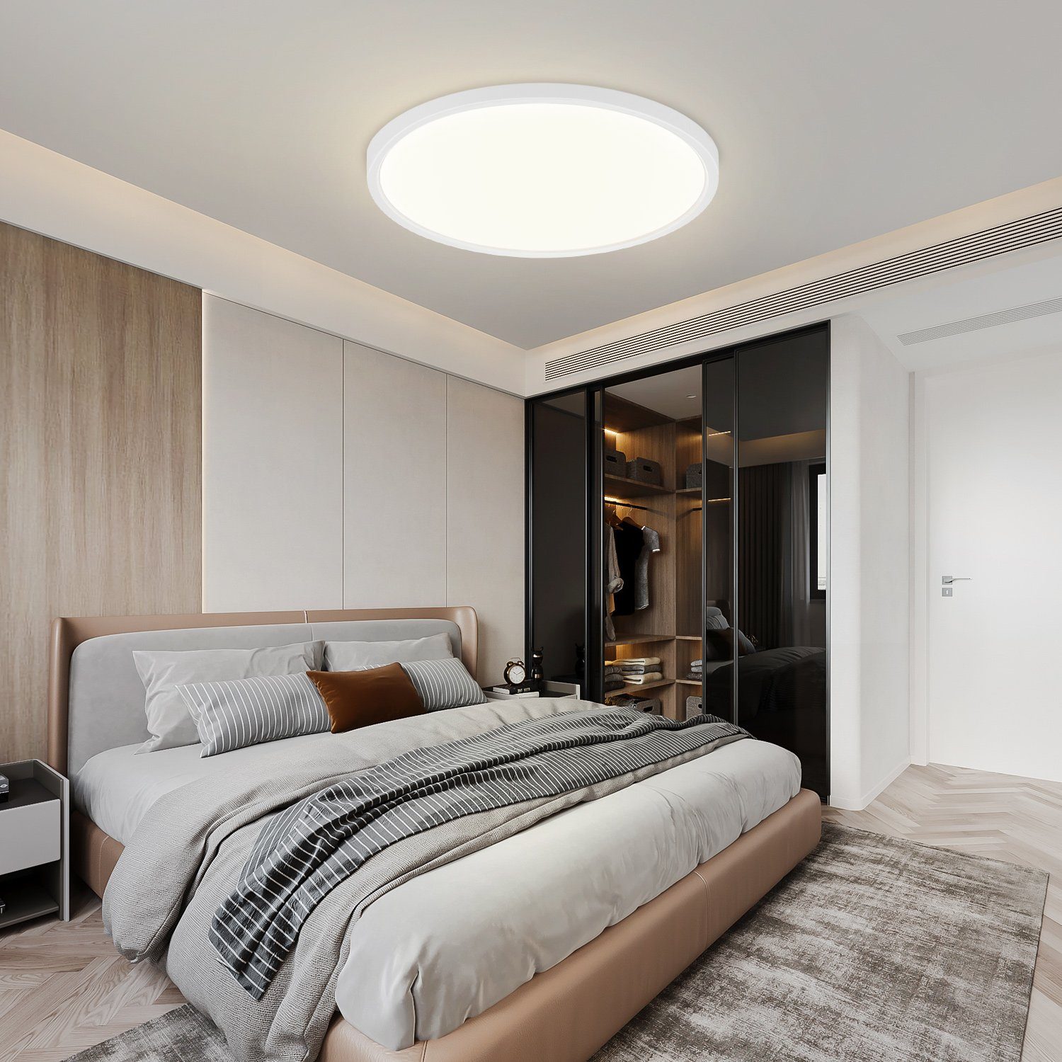 ZMH LED 4000k, Rund Neutralweiß für Flach Badezimmer Badezimmerlampe Küche Schlafzimmer Schlafzimmer, LED Ø30cm integriert, Deckenleuchte Küchenlampe - fest