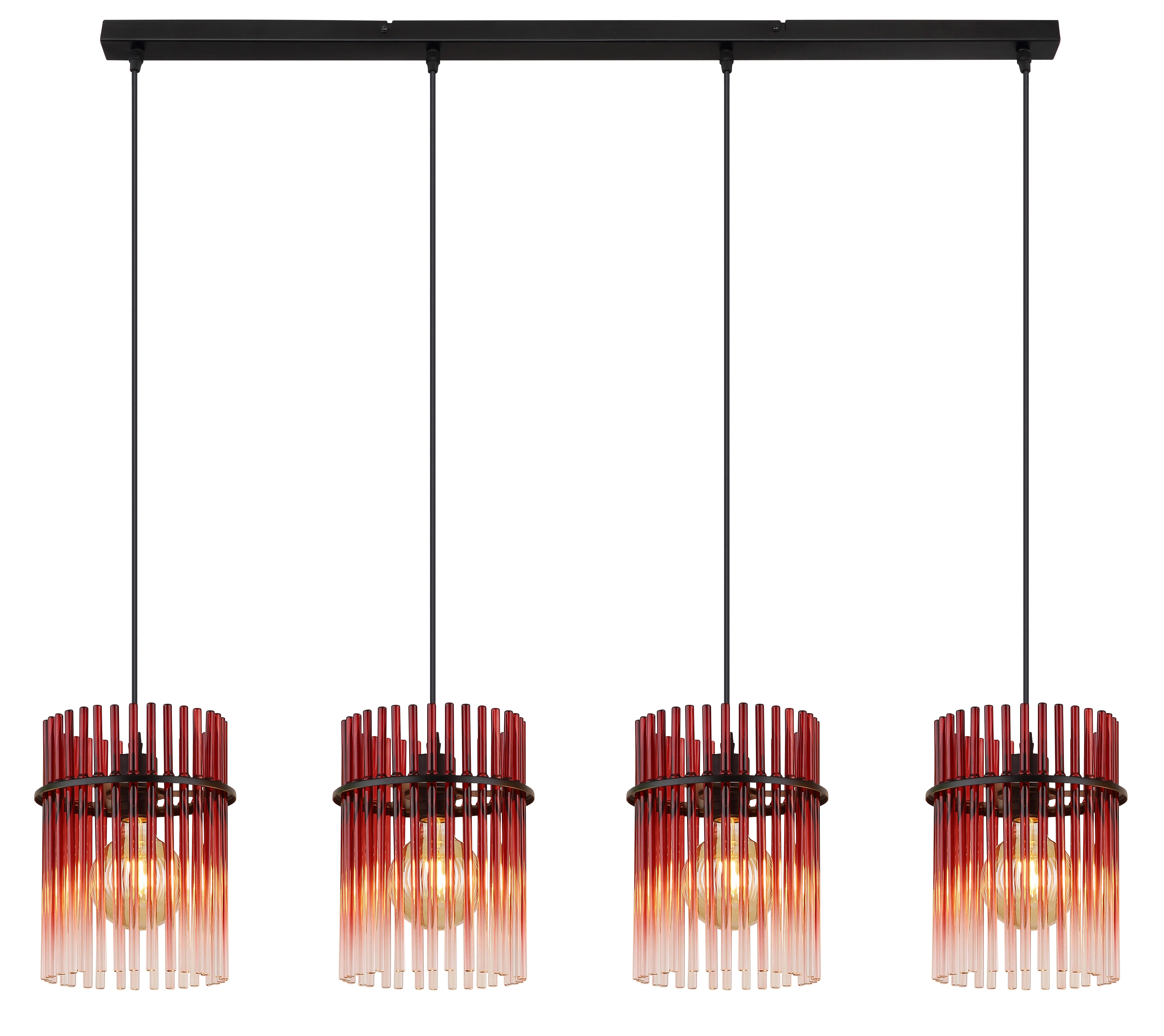 GLOBO LIGHTING Hängeleuchte GORLEY, ohne Leuchtmittel, Hängelampe Glasstäbe brombeerfarben klar verlaufend elegant Esszimmer