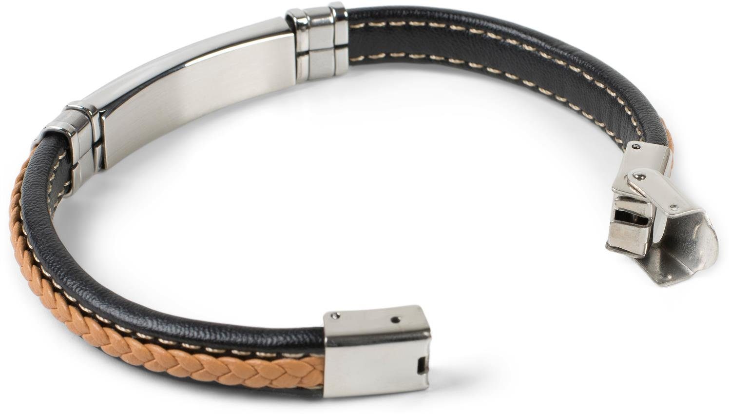 styleBREAKER Metallelementen mit Flecht und Schwarz-Curry Armband Armband (1-tlg),