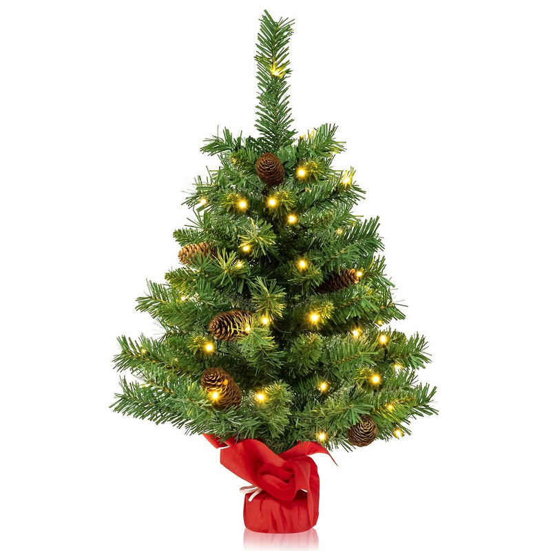 COSTWAY Künstlicher Weihnachtsbaum, mit 8 Lichtmodi & 8 Tannenzapfen, 64cm