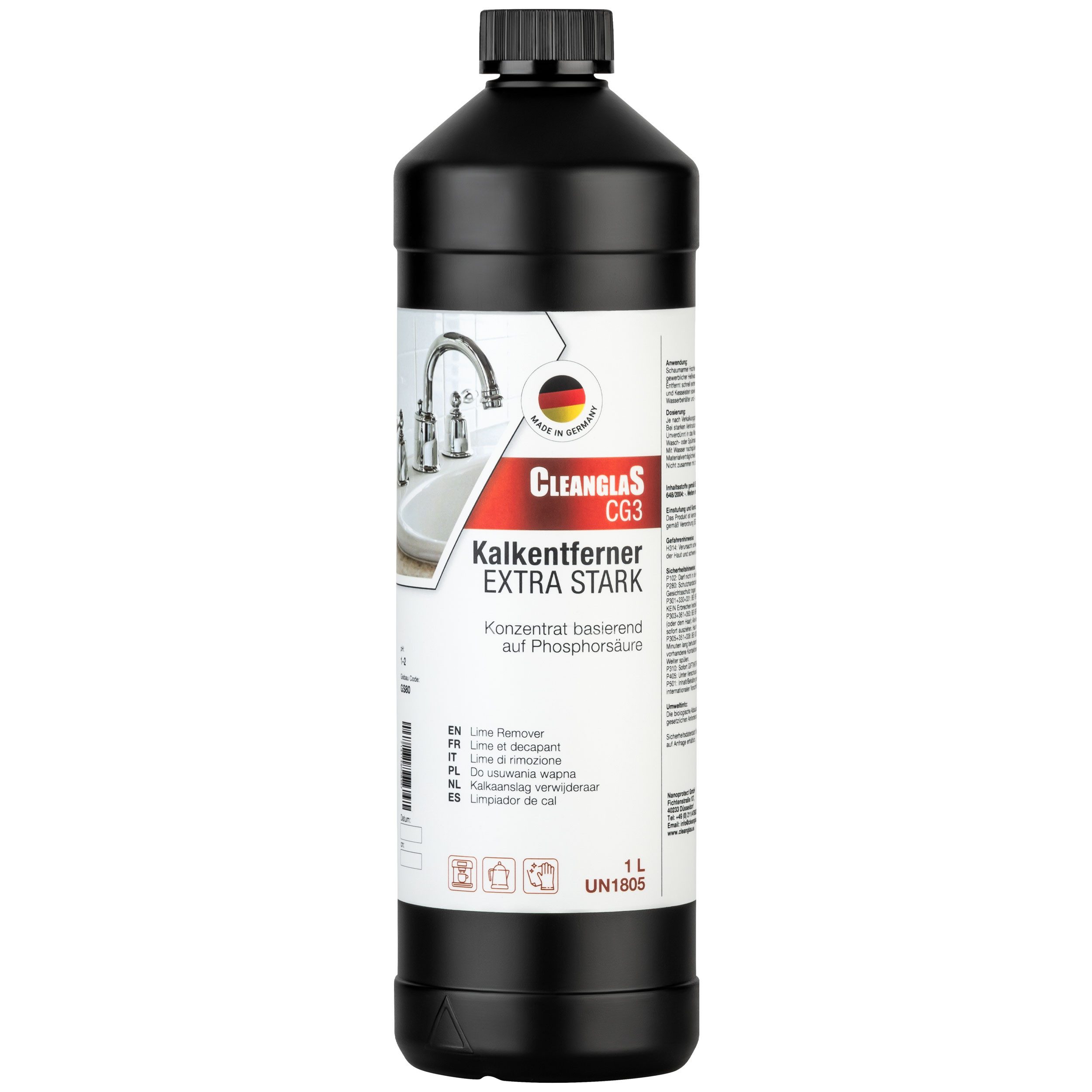 CleanglaS CG3 - 1 kg - Entkalker Konzentrat Flüssigentkalker