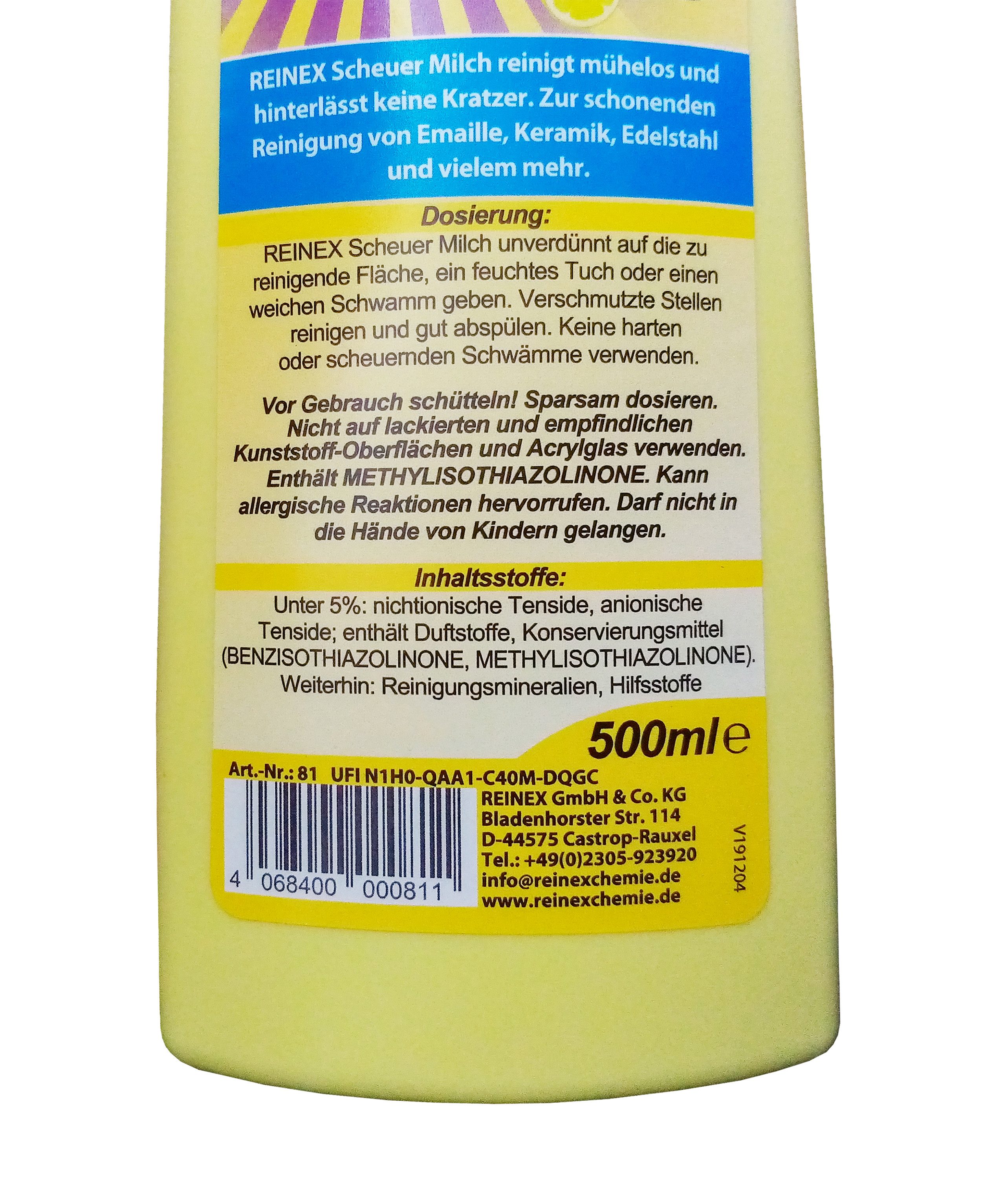 Reinex SCHEUERMILCH "Citrus Fresh" 500ml mit frischem Zitrusduft 11 Scheuermilch (Reinigungsmilch Reinigungsmittel Allzweckreiniger Reiniger)