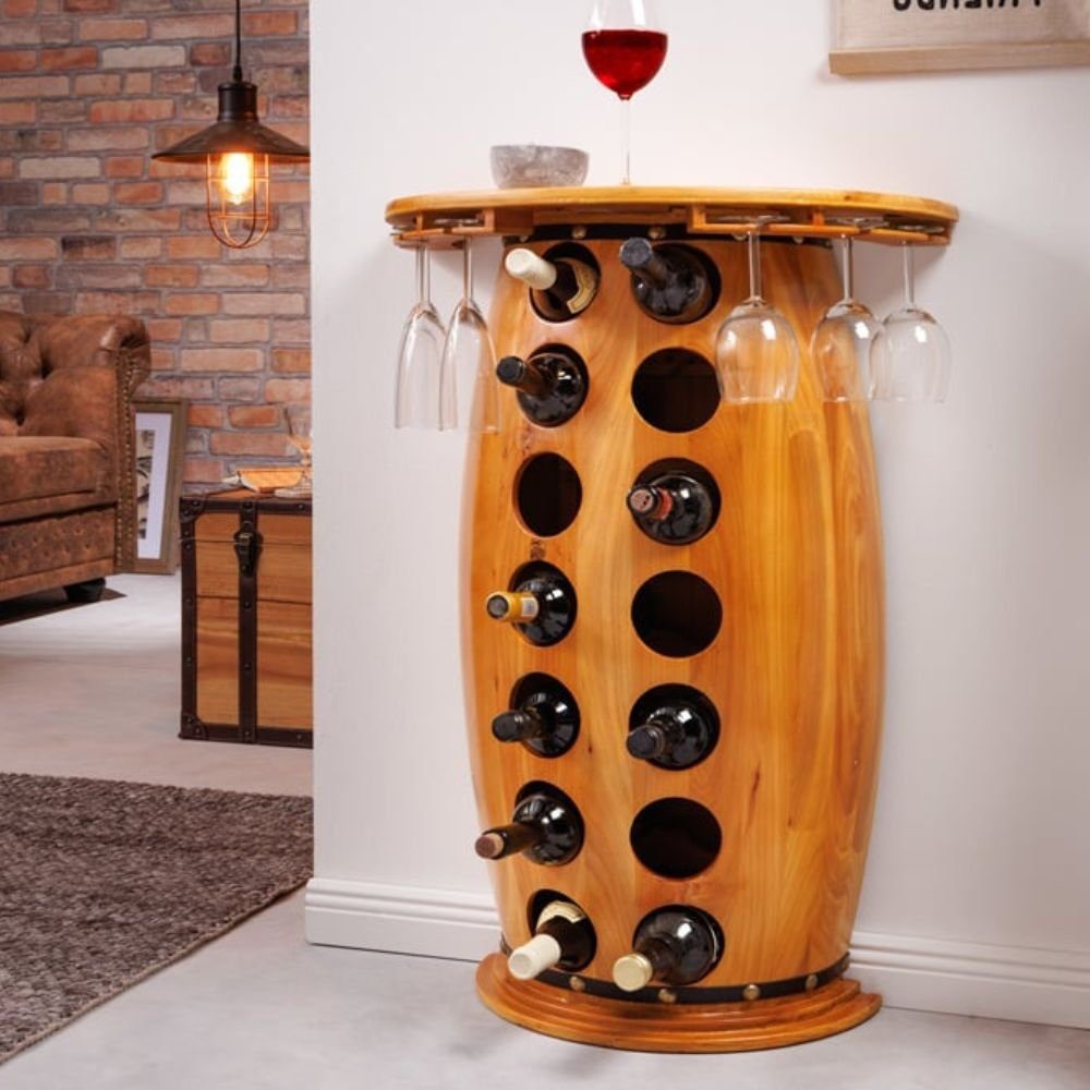 Weinregal Flaschenregal BOTELLA 84cm natur Weinfass Pienienholz