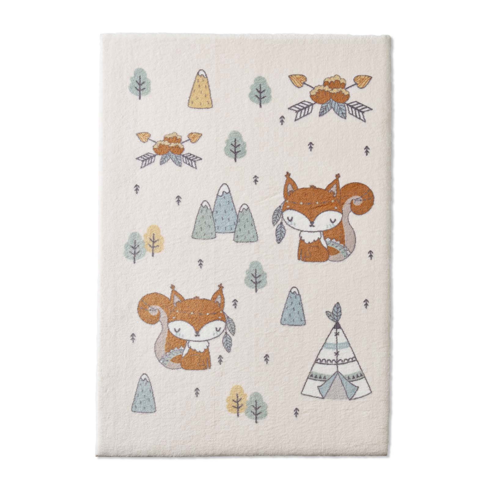 TaraCarpet Kinderteppich Kinderzimmerteppich Soft Kids kuschelig weich in verschiedenen Designs, rechteckig, Höhe: 18 mm, Eichhörnchen hell Kinderzimmer Babyzimmer Junge Mädchen 80X150