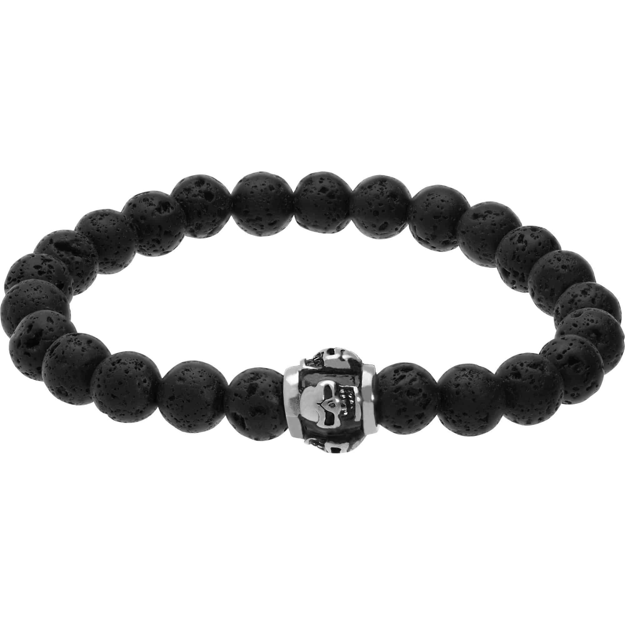 FILANGO Armband Lavastein Kugelarmband TOTENKÖPFE (Armbänder, 1-tlg) günstig online kaufen