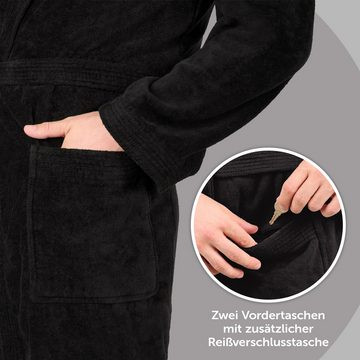 Blumtal Bademantel Herren, Baumwolle, mit gefütterter Kapuze, mit samtigen Frottee-Velours, Oeko-TEX® Zertifiziert