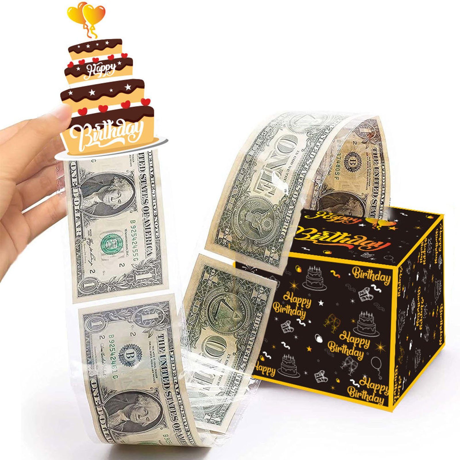 Blusmart Weihnachtskarte Geburtstagsgeld-Geschenkboxen, Herzhafte black and yellow