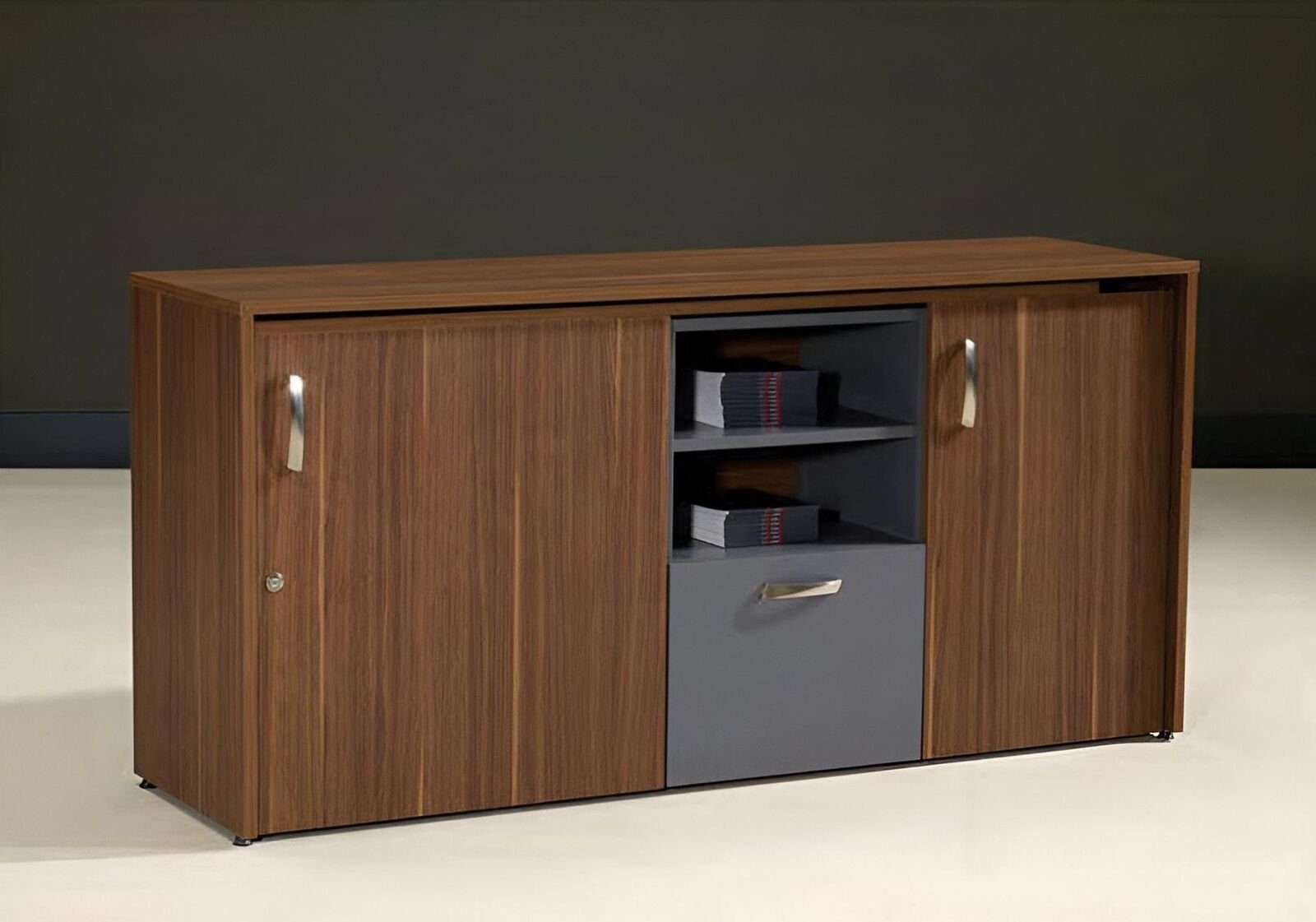 JVmoebel Eckschreibtisch Büroschrank Schreibtisch 2 in 1 Funktions Schrank Tisch Holz Braun Neu (1-St., 1x Eckschreibtisch), Made in Europa