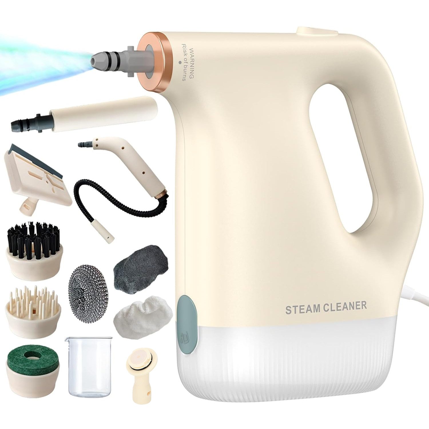 AKKEE Handdampfreiniger 450ml Dampfreiniger, Mehrzweckdampfreiniger mit 11-teiligem Zubehör, 1200 W