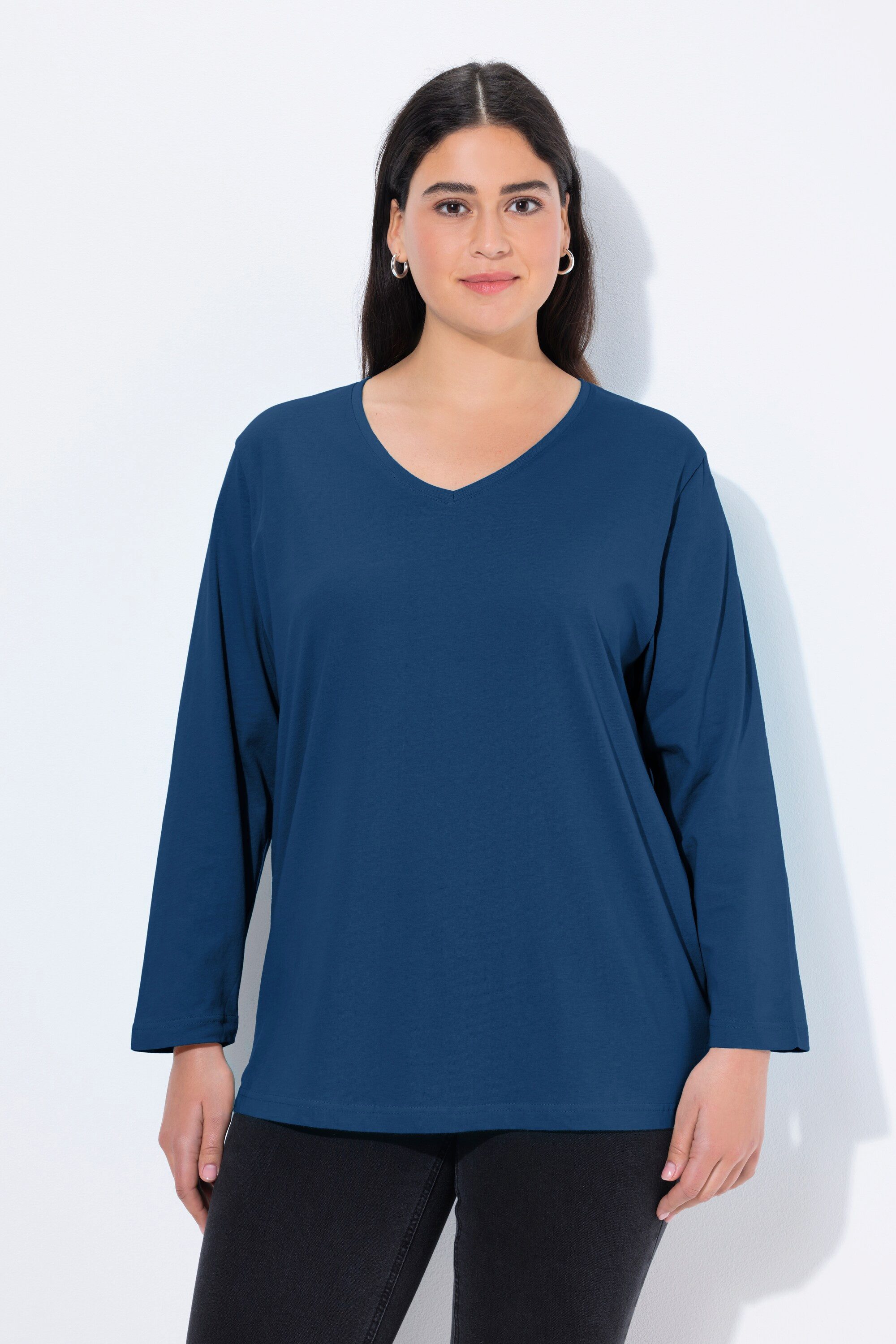 Ulla Popken T-Shirt Shirt V-Ausschnitt Relaxed günstig online kaufen