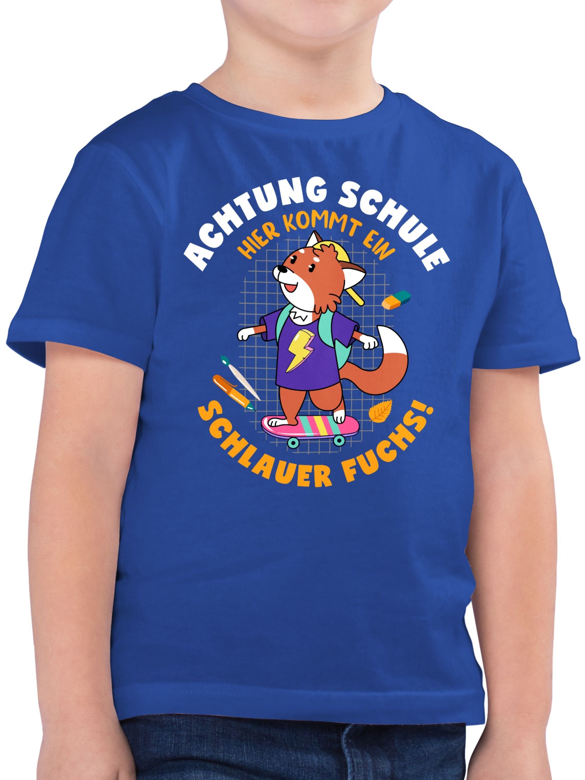 Shirtracer T-Shirt Schlauer Fuchs Einschulung Junge Schulanfang Geschenke 03 Royalblau