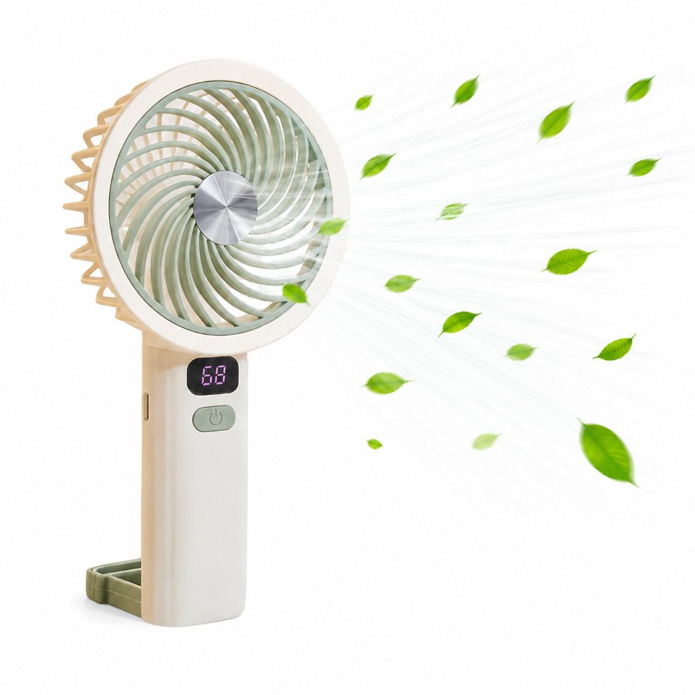 nsihing Handventilator Mini Ventilator Handventilator Akku Aufladbar, 5 Stufen einstellbar, mit LED-Display, leiser Taschenventilator für Reise, Outdoor, Büro