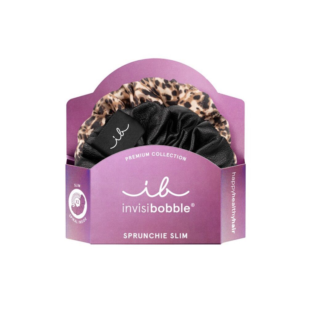 invisibobble Haargummi Haargummi Sprunchie Slim Premium Leo ist das neue Schwarz 2 Stück