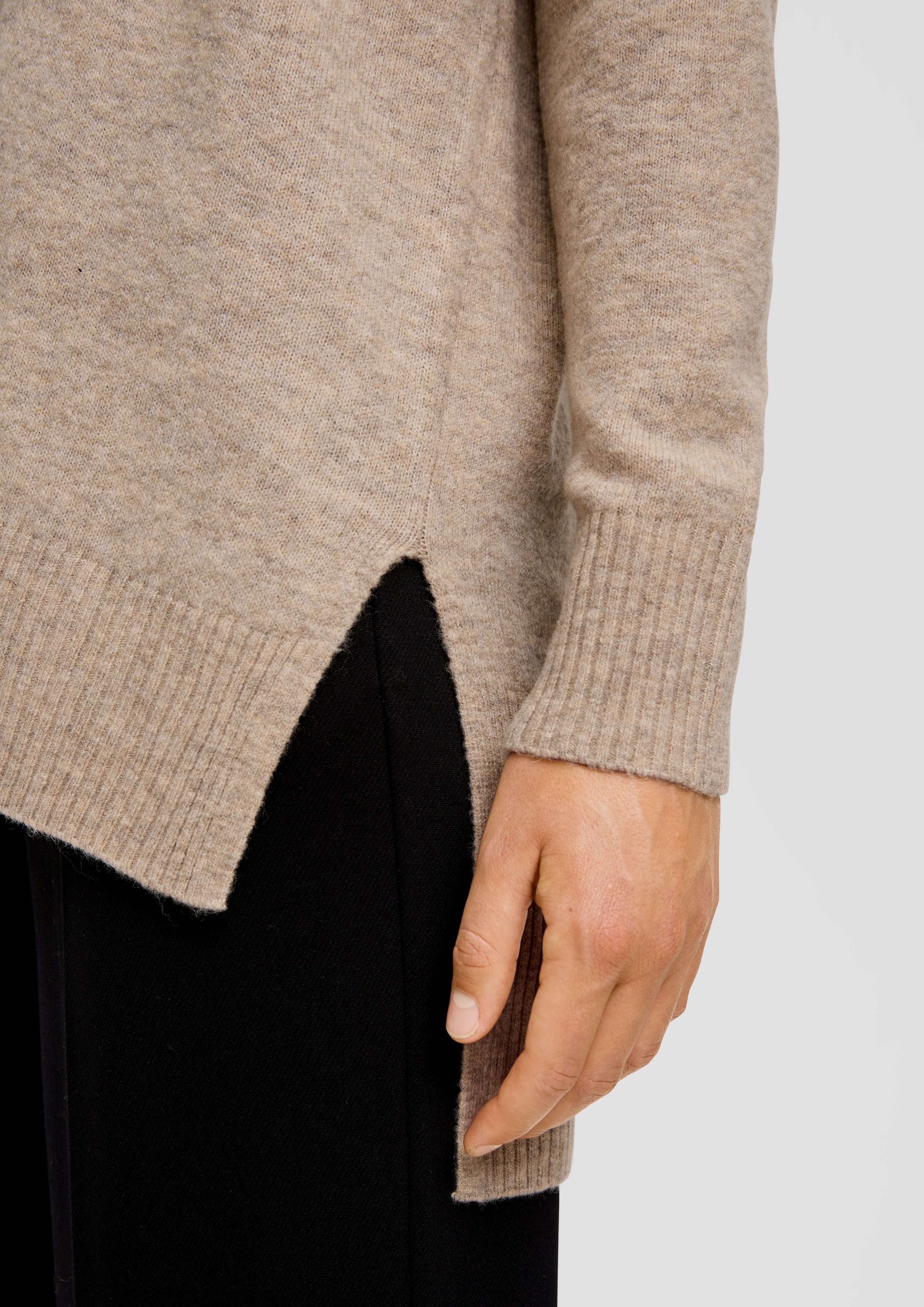 s.Oliver Strickpullover Strickpullover aus Wollmix Ziernaht günstig online kaufen
