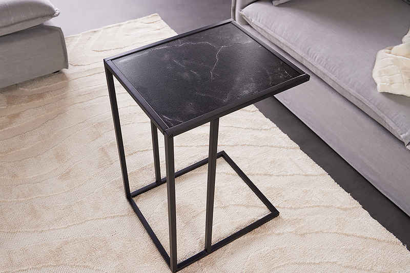 riess-ambiente Beistelltisch SLIM LINE 65cm anthrazit / schwarz (Einzelartikel, 1-St), Wohnzimmer · Marmor-Design · Metall · Laptoptisch · Industrial